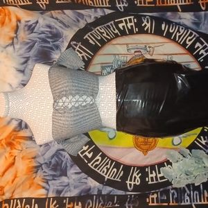 Black/Grey ribbed and lace up crop top